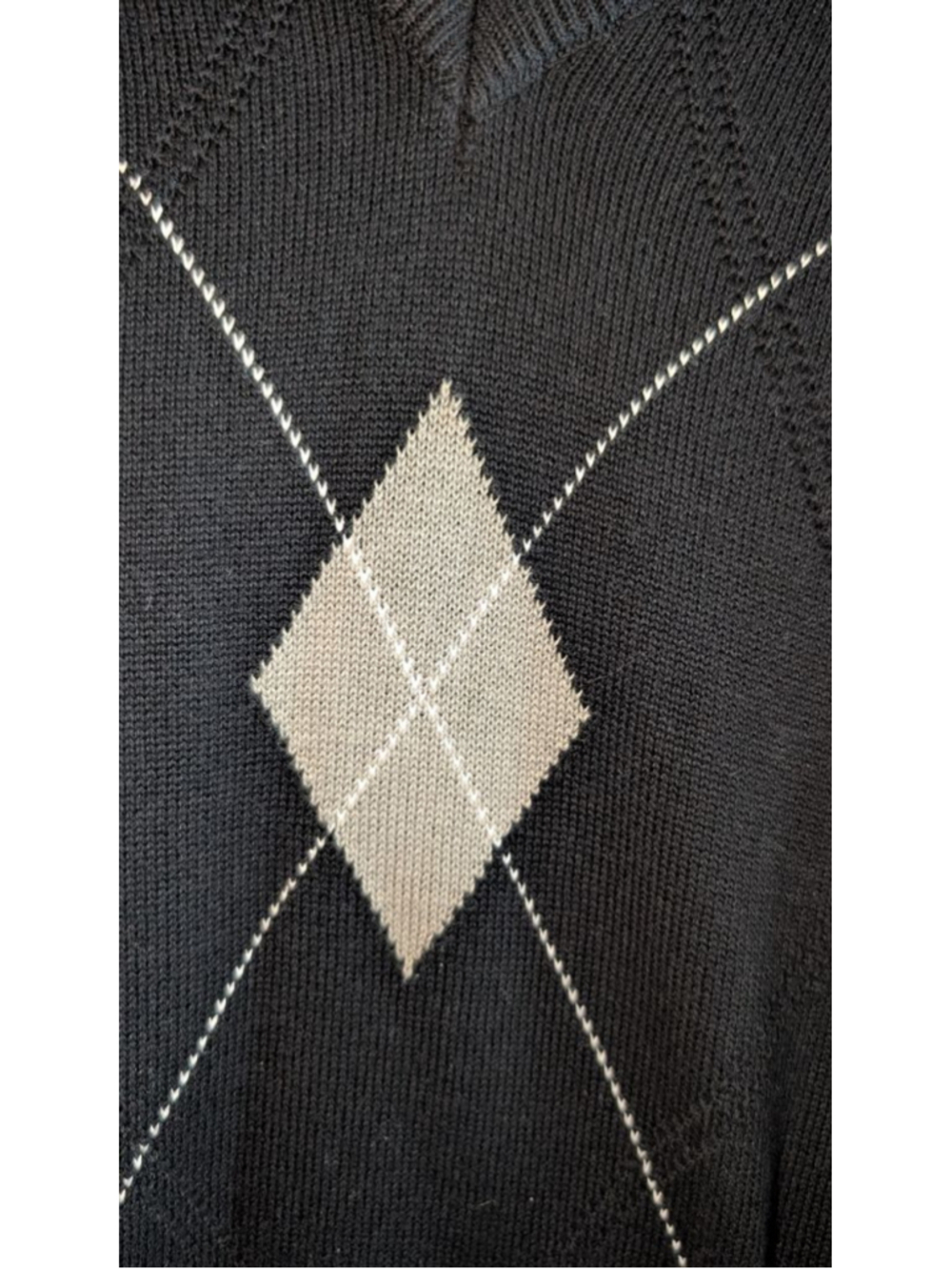 Greg Norman Mens Large Black Gray Argyle V-Neck Sweater Vest - Picture 4 of 4